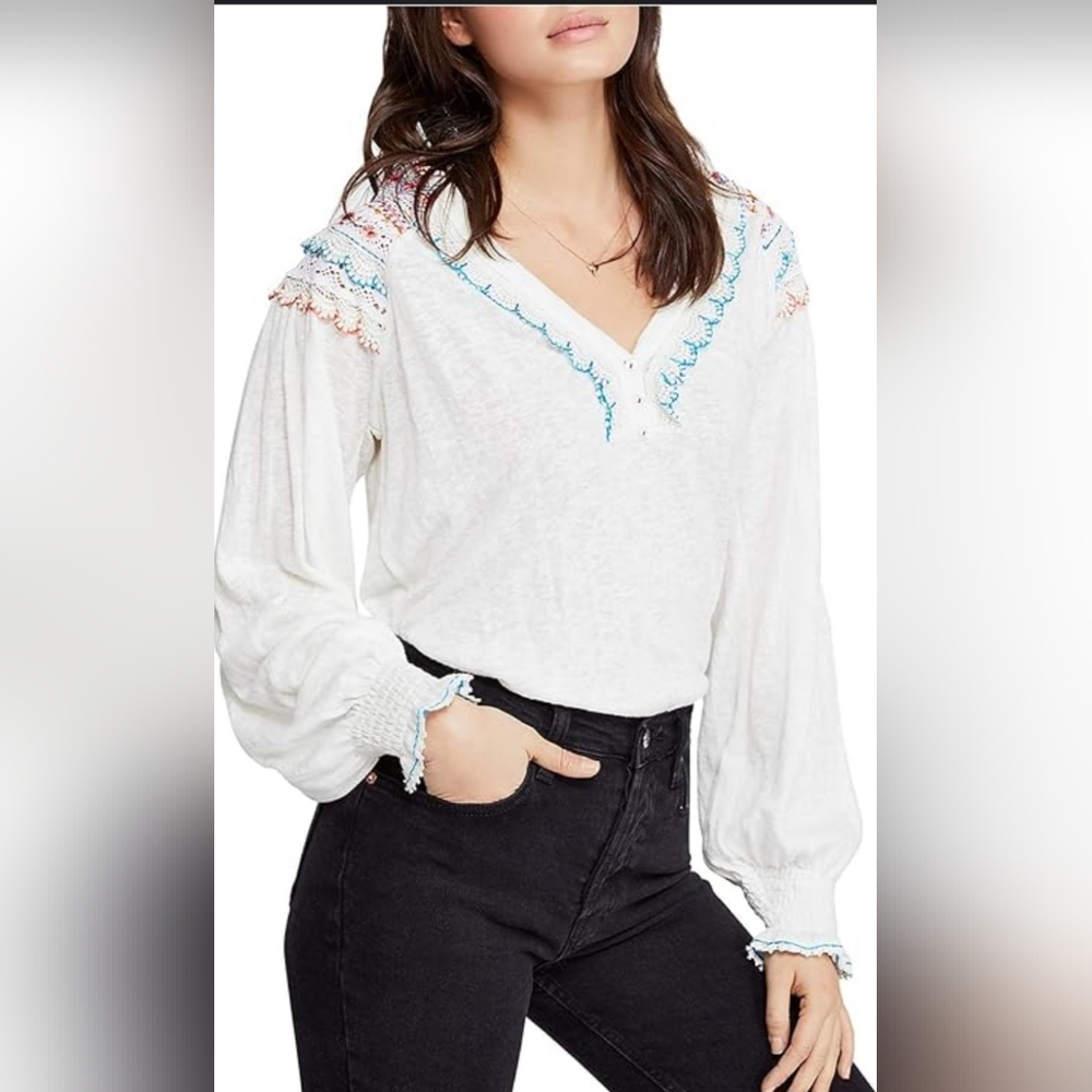 Free People Siesta Fiesta Pullover Blouse NWOT